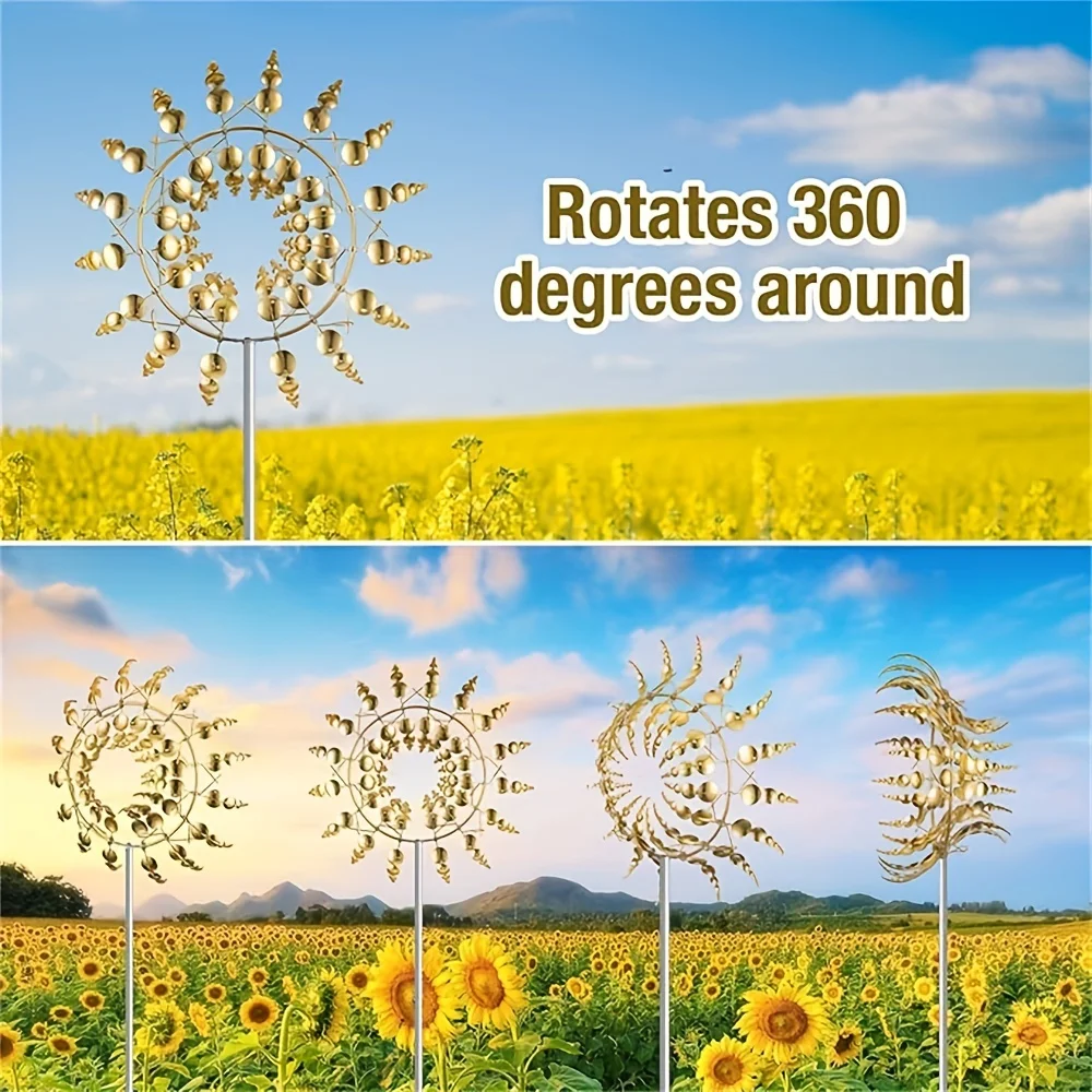 Creative Patio Garden Lawn Outdoor Courtyard Decoration Unique Wind Collectors Magical Kinetic Metal Windmill Swing-type wind