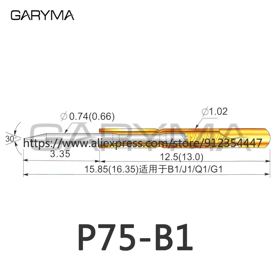 100Pcs P75-A2 P75-B1 P75-1D P75-D2 P75-D3 P75-E2 P75-E3 P75-F1 P75-G2 R75-1S R75-2S 3S Spring Test Probes Pogo Pins Receptacle image 2