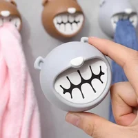 Cartoon Bear Towel Storage Rack Self Adhesive Towel Plug Holder Hook Towel Stopper Kitchen Bathroom Rag Dishcloth Clip Organizer 1