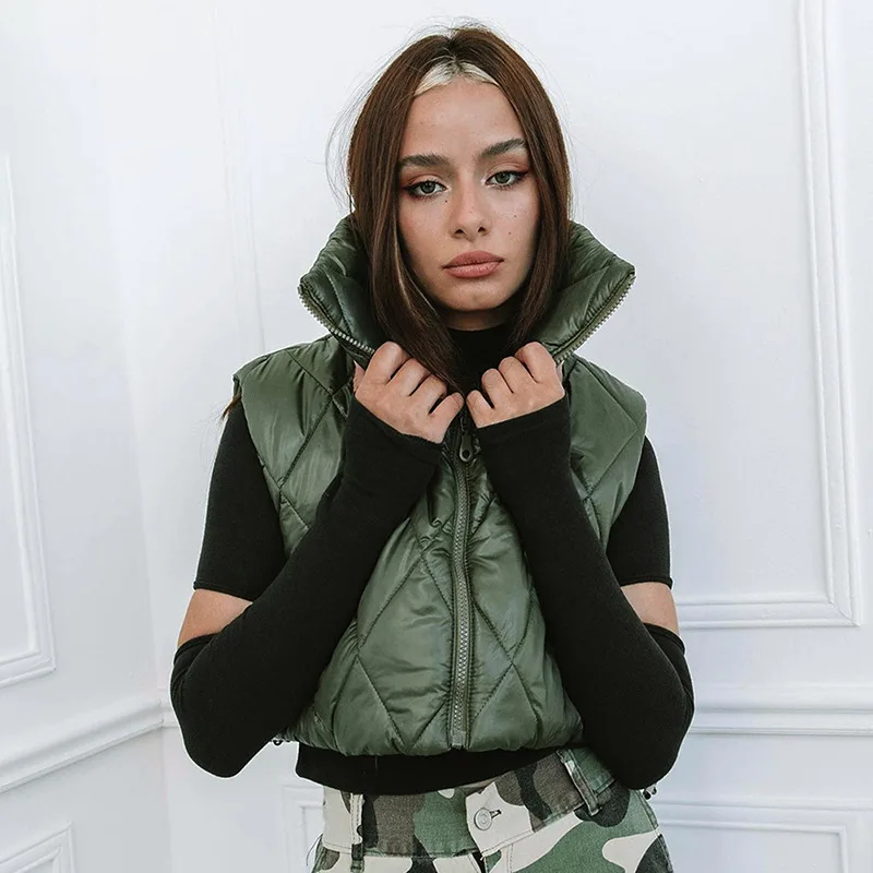 Green Puffer Jackets & Vests