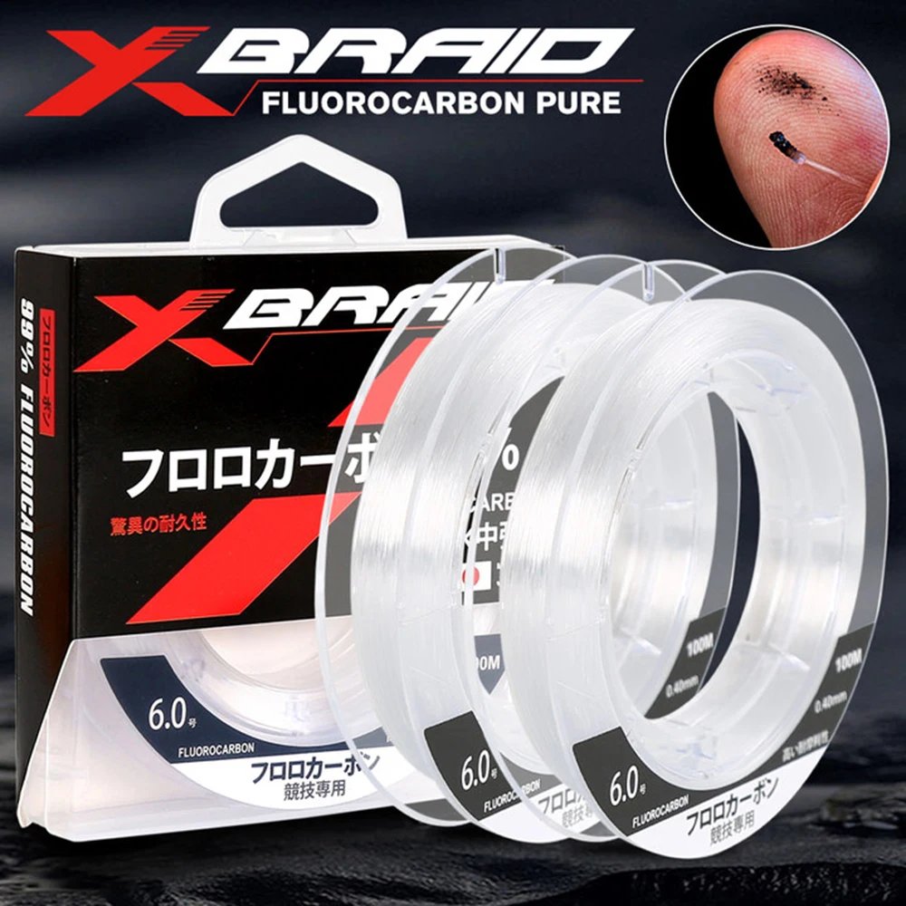 99% Fluorocarbon Fishing Line 100M Clear White Japanese Carbon Fiber Line 1-25kg Monofilament Sinking Sea fishing Carp