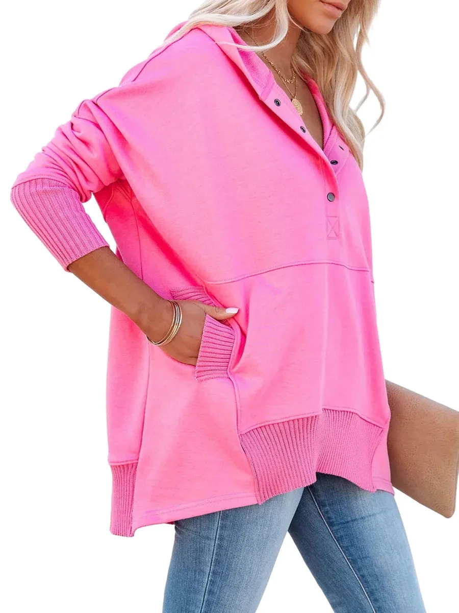 

Женский свитшот с капюшоном и V-образным вырезом, с рукавом летучая мышь