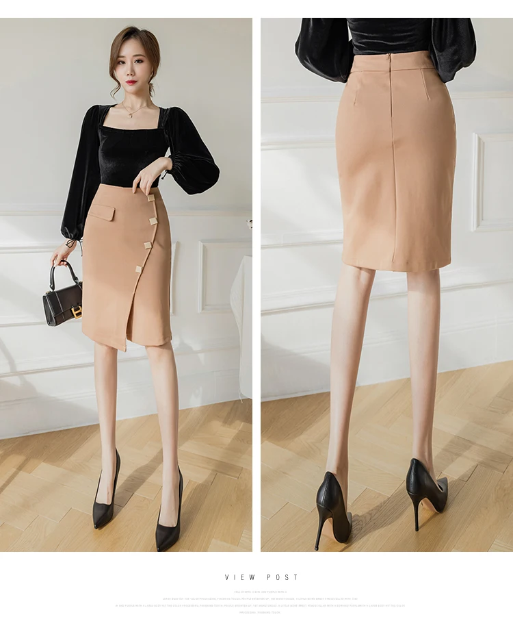 Summer High Waist Women's Skirts Hip Wrap Solid Fashion Elegant Tight Korean New Midi Female Clothing Balck S-5XL short skirt