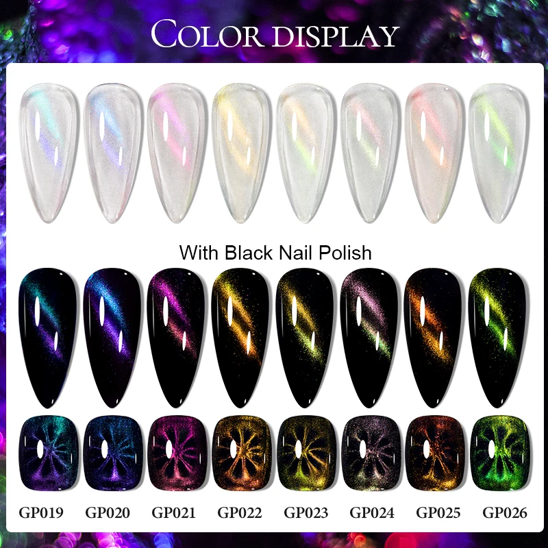 MEET ACROSS 8ml Glass Bottle Laser 9D Magnetic Nail Polish Quick Dry Nail Art Polish DIY Varnish No Need Lamp Nail Polish