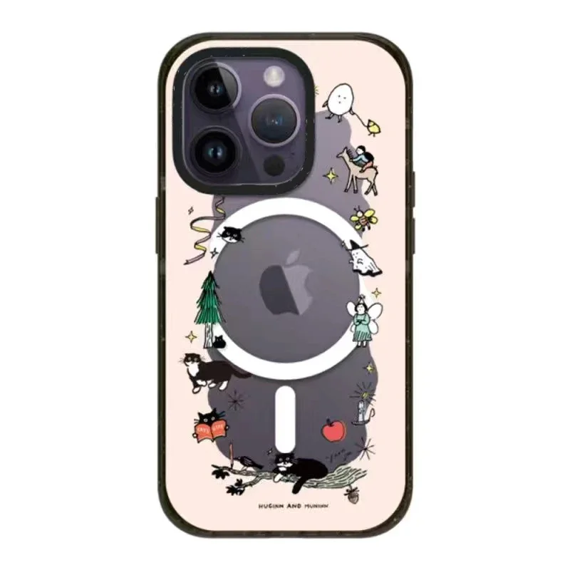 MagSafe Acrylic Black Cat Phone Case Cover for IPhone 11 12 13 14 15 Pro Max Case for IPhone 15 Pro Max