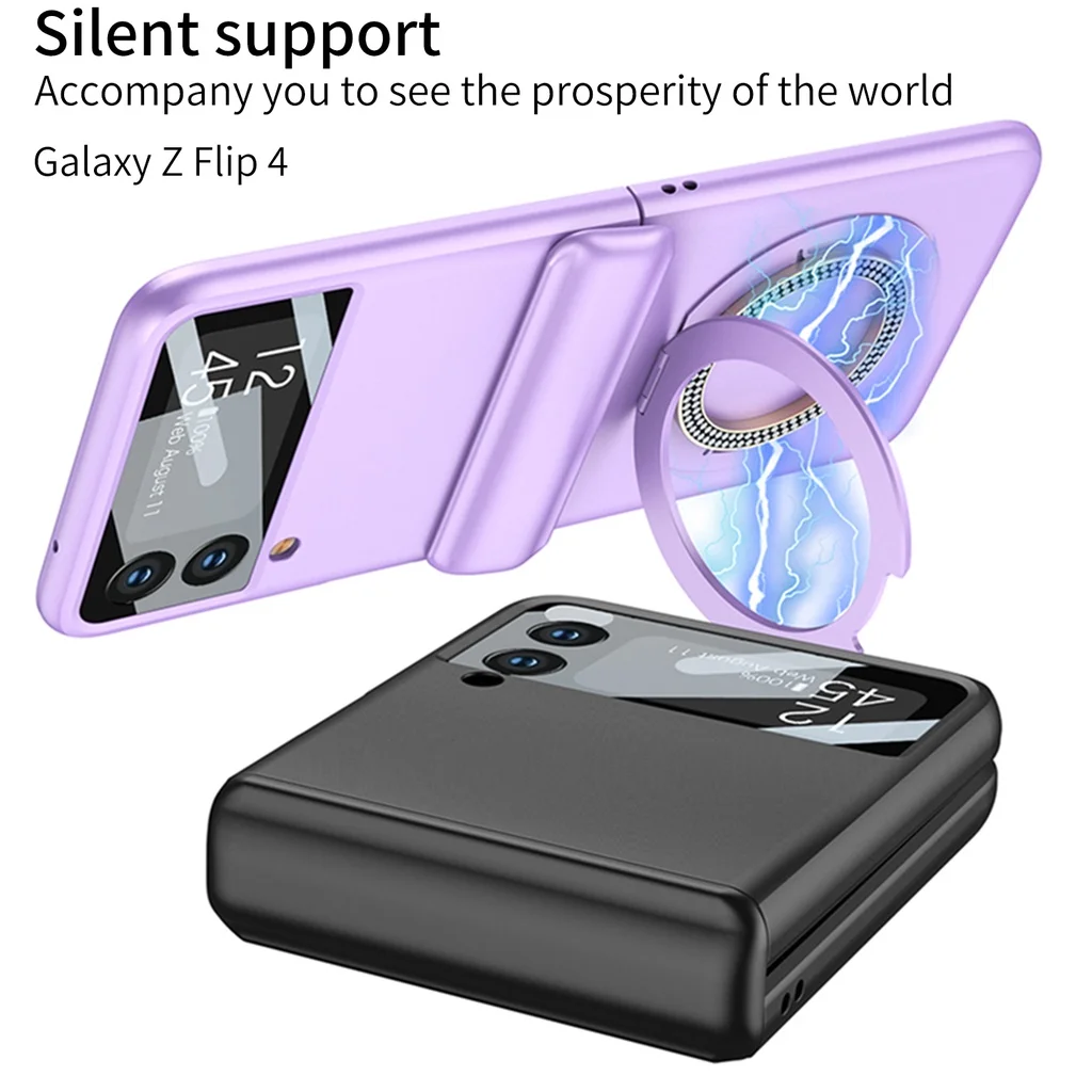 For Samsung Galaxy Z Flip 4 Flip4 5G Case Magnetic Hinge Shockproof Protector Full Protection Phone Cover With Ring Holder