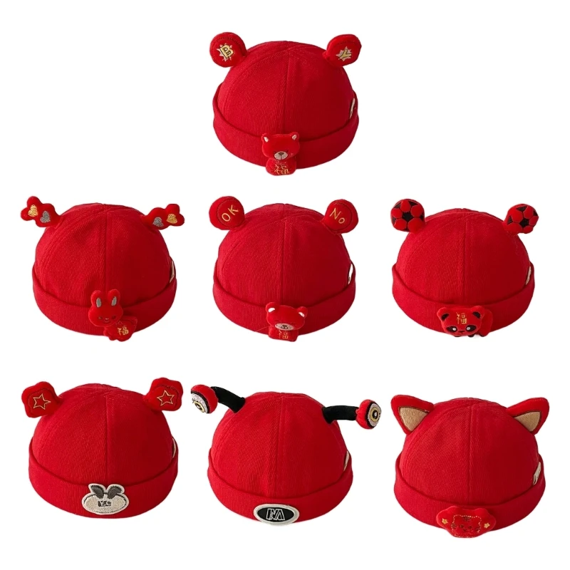 

2023 Hat Soft Baby Bonnet Cap Red Themed Hat Warm Hat Beanie Cap for Baby