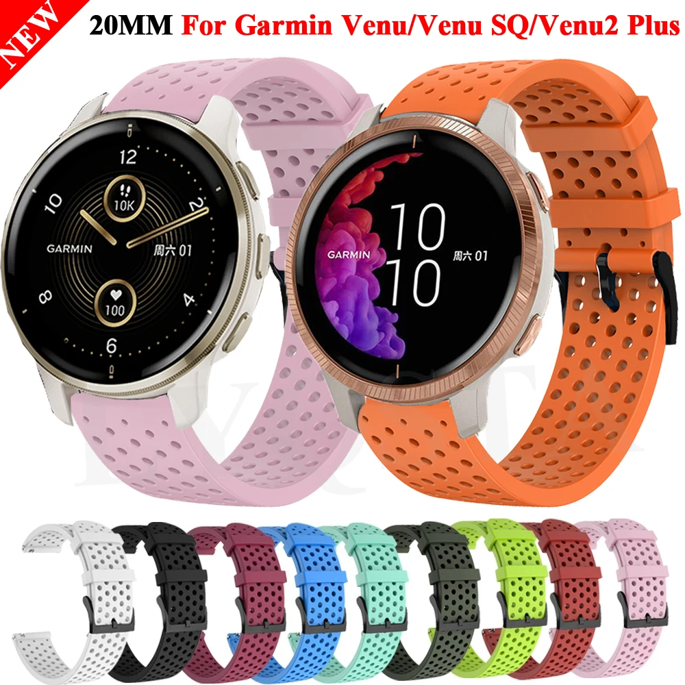 

20mm Watchband Strap For Garmin Venu SQ/Venu2 Plus Silicone Bracelet Vivoactive 3 Forerunner 245 645 Amazfit Bip S/U Wrist Strap