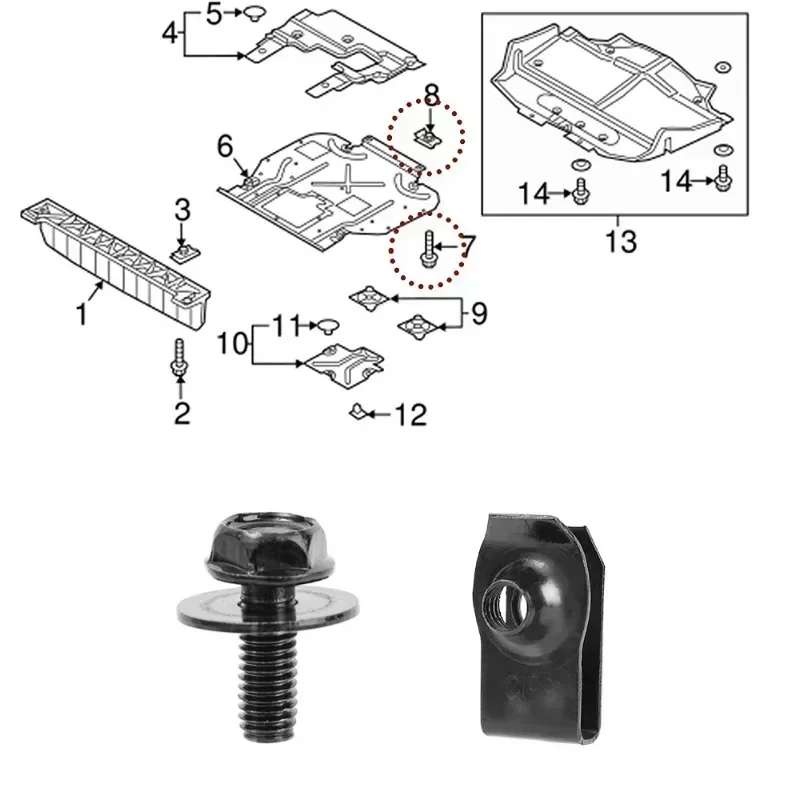 새로운 20개 M6 자동차 나사 본체 볼트 너트 자동차용 범용 -1.0 X 16mm 길이. 10mm 육각 자동차 차체 펜더 범퍼 엔진 볼트