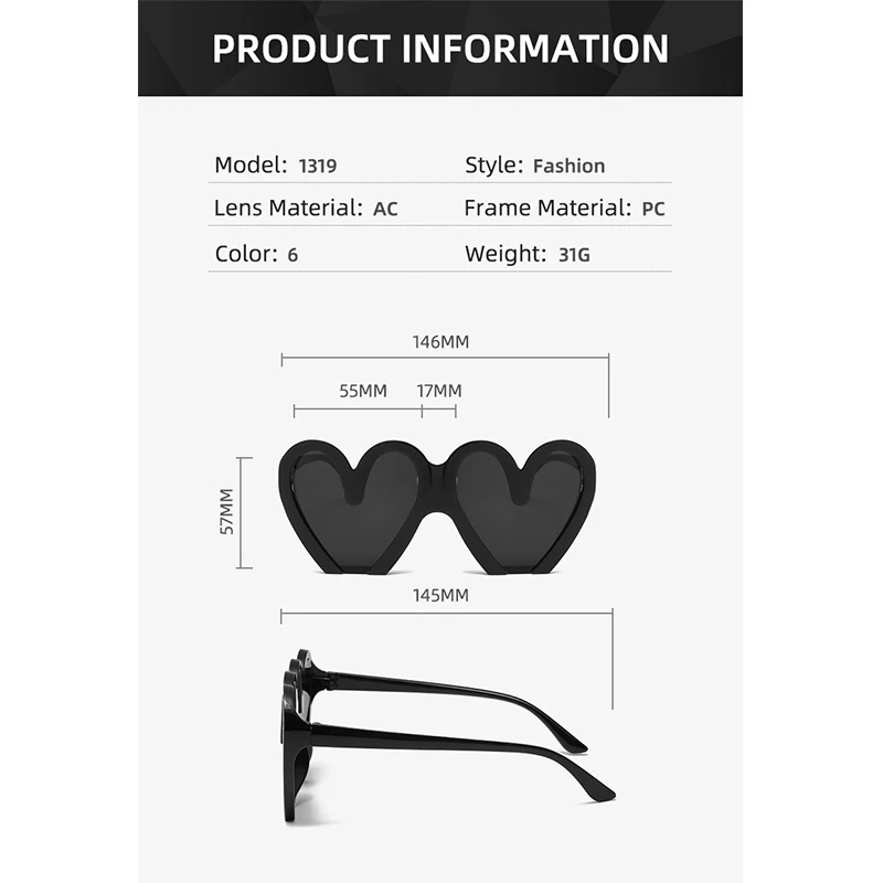 XJiea Heart Sunglasses For Women Fashion 2024 Designer Steampunk Trend Female Sun Glasses Part Lovel Eewear_voghion.com