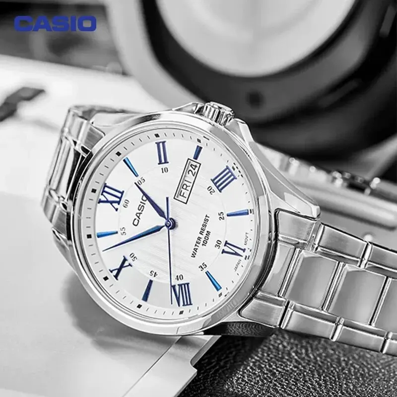 Zegarek Casio MTP-1384D męski biznesowy duża stalowa tarcza z cyframi rzymskimi wypoczynek prosty wodoodporny męski zegarek kwarcowy dla taty