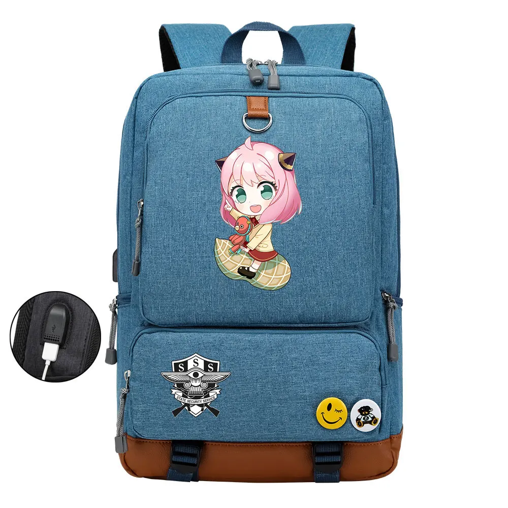 

Anime Spy x Family Anya Forger Boys Girls Kids School Book Bags Women USB Bagpack Teenagers Men Laptop Travel Student Backpack