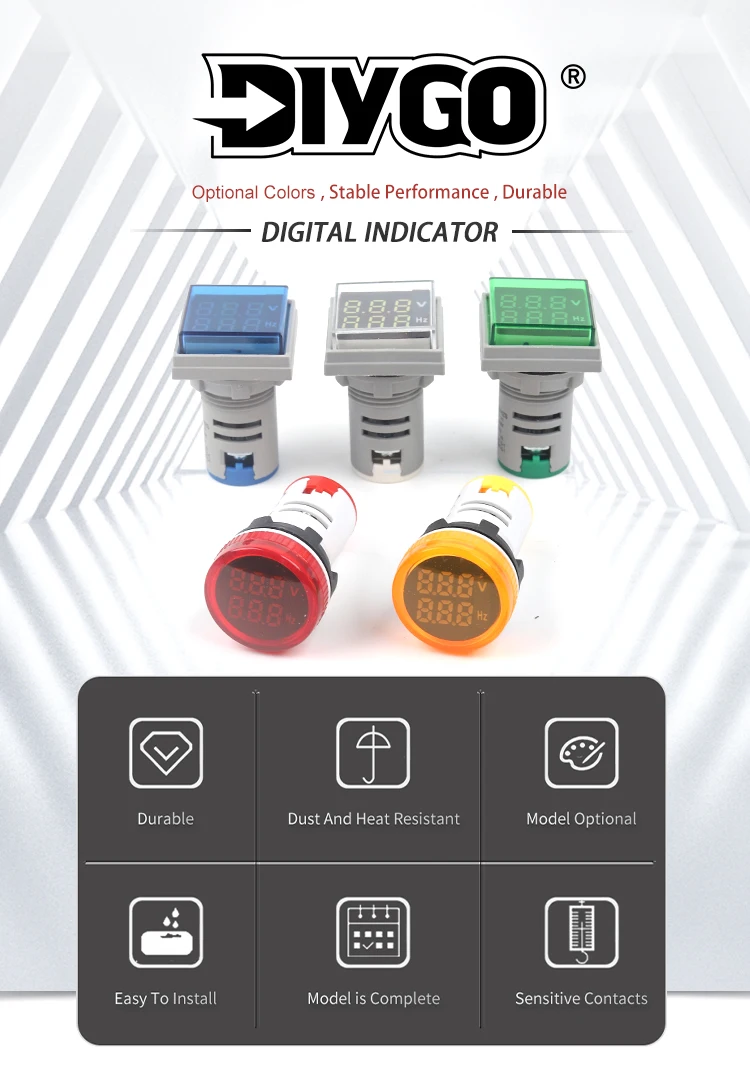 Description Picture 4 of itemDIY YOU 22mm Square/Round LED Digital Voltmeter Hertz Meters 0-99HZ Voltage Frequency Meter Volt Tester Detecto AC 50V-500V