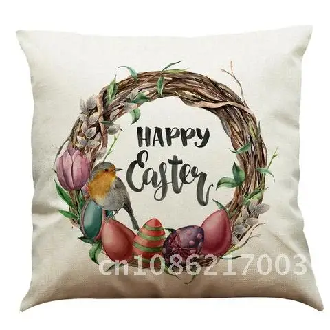 

Decorative Easter Pillowcases Flowers Bunny Eggs Printed Cushion Cover Home Decor Easter Decorations Sofa Pillows Cover