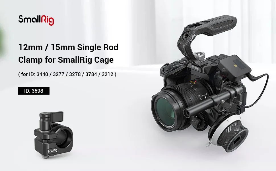 Description Picture 2 of itemSmallRig 12mm/15mm Single Rod Clamp Works with SmallRig Cage to Provide Follow Focus Solution for Complete Shooting System 3598
