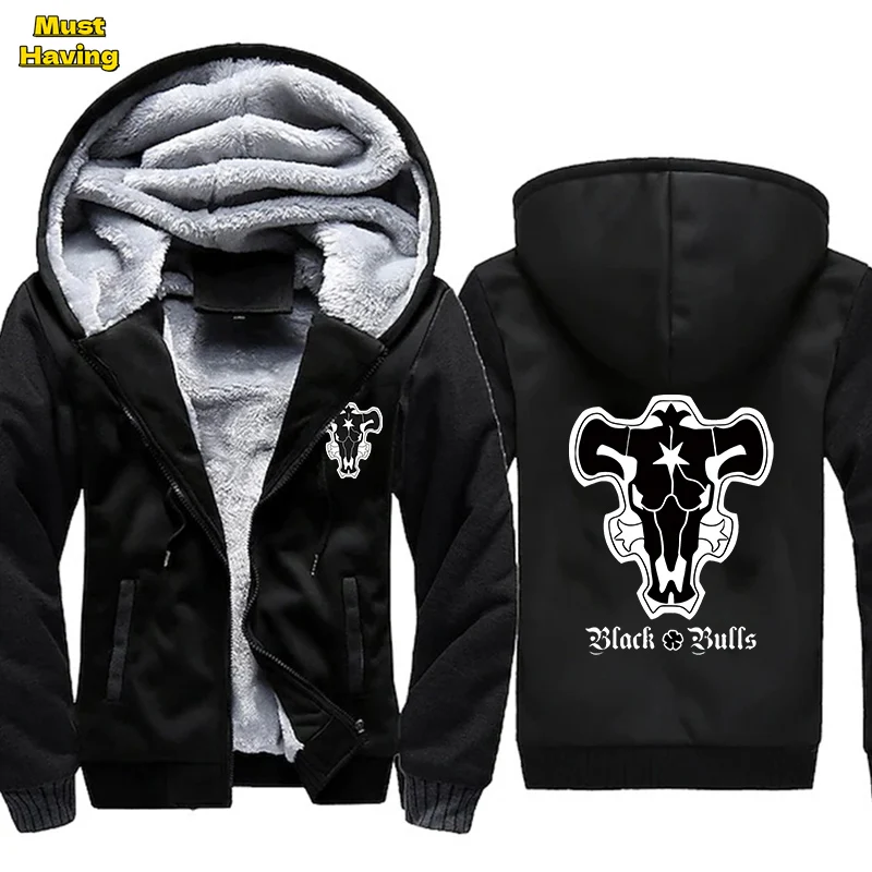 

Black Clover Sherpa Fleece Lined Jacket for Men Anime Graphic Zip Up Hooded Coats Winter Warm Thicken Heavyweight Outwear Tops