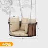2.4 FT 1-Person Use Round Rattan Porch Swing Outdoor Support 440 LBS with Cushions & Adjustable Chains, Patio Wicker Swing 5