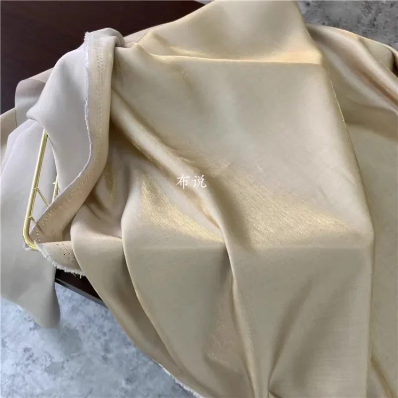 Glass Silk Satin Fabric Champagne Gold Dress Shirt Hanfu Fabric