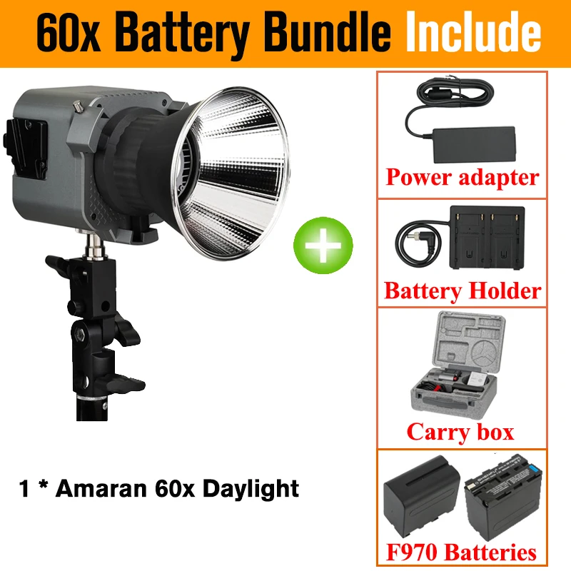Aputure Amaran COB 60x LED Video Light 2700K~6500K Bi-Color Studio LED Lamp Photography Lighting for Camera Video Photo Light 