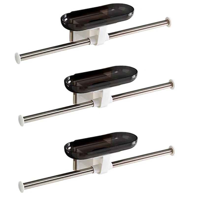 

New 3X Wall Mounted Clothes Hangers Storage Stacker Rack Holder Organizer Punch-Free Stainless Steel Hanging Hanger