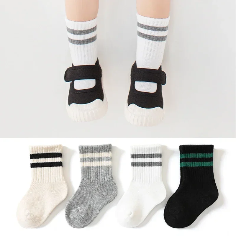 New Children Solid Color Sport Socks Cotton Soft Tube Socks for Baby Infant Toddler Socks for Kids Boys Girls 6months-6years Old 2