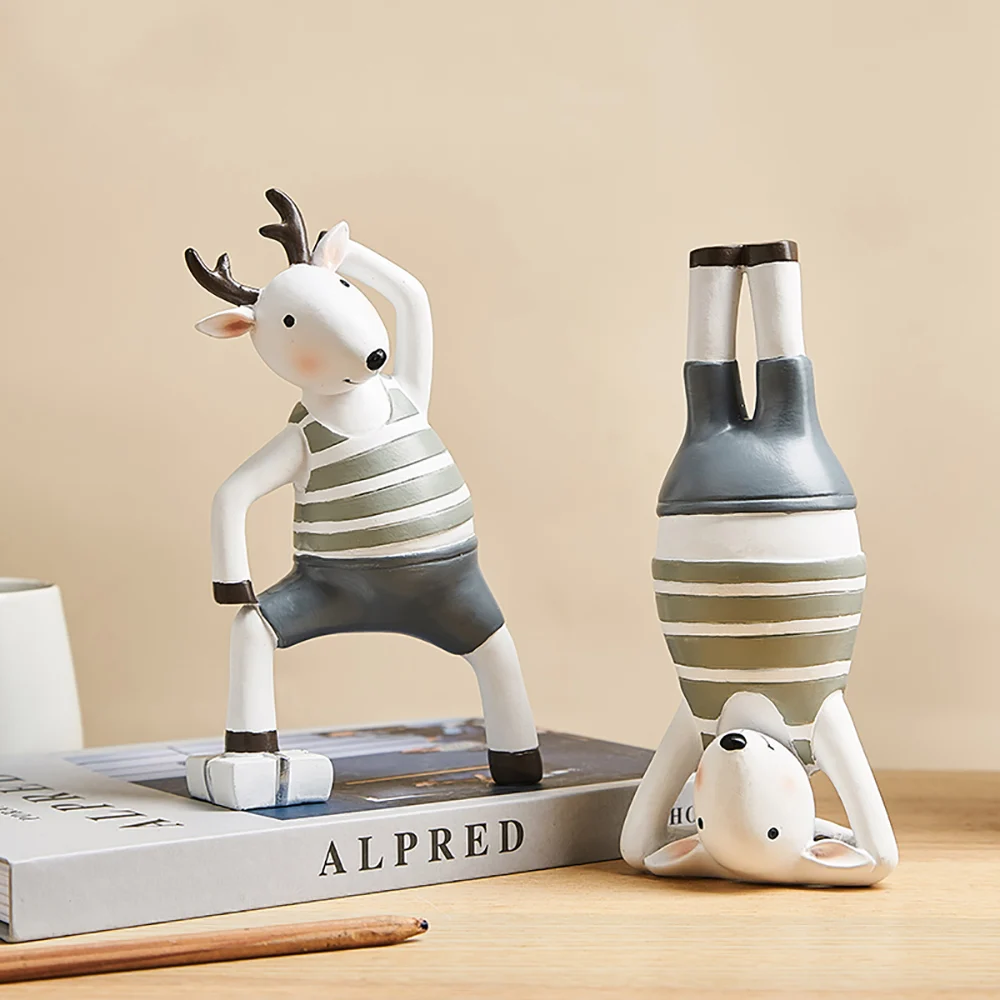 

Креативная фигурка животного в скандинавском стиле, прекрасный инвертированный олень для йоги, домашний декор для гостиной, спальни, прикроватный столик, украшение для стола, ремесла, подарок