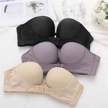 Front Closure Sexy Push Up Bra Women Invisible Bras Underwear Lingerie for Female Brassiere Strapless Seamless Bralette