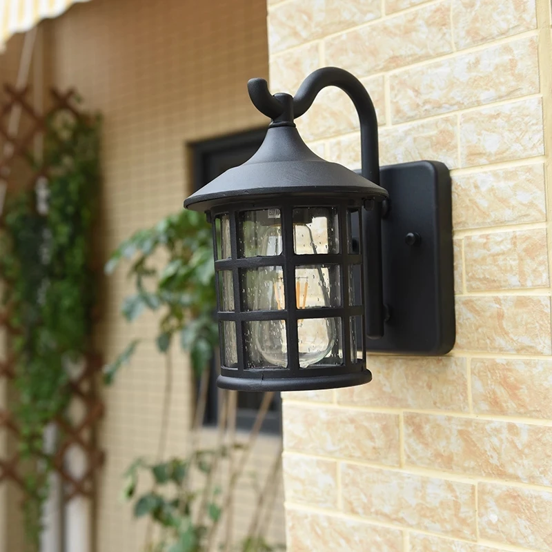 Applique Da Parete Per Esterno In Alluminio Stile Vintage - E27, IP44, 200x395 Mm - Per Giardino, Cortile, Ingresso