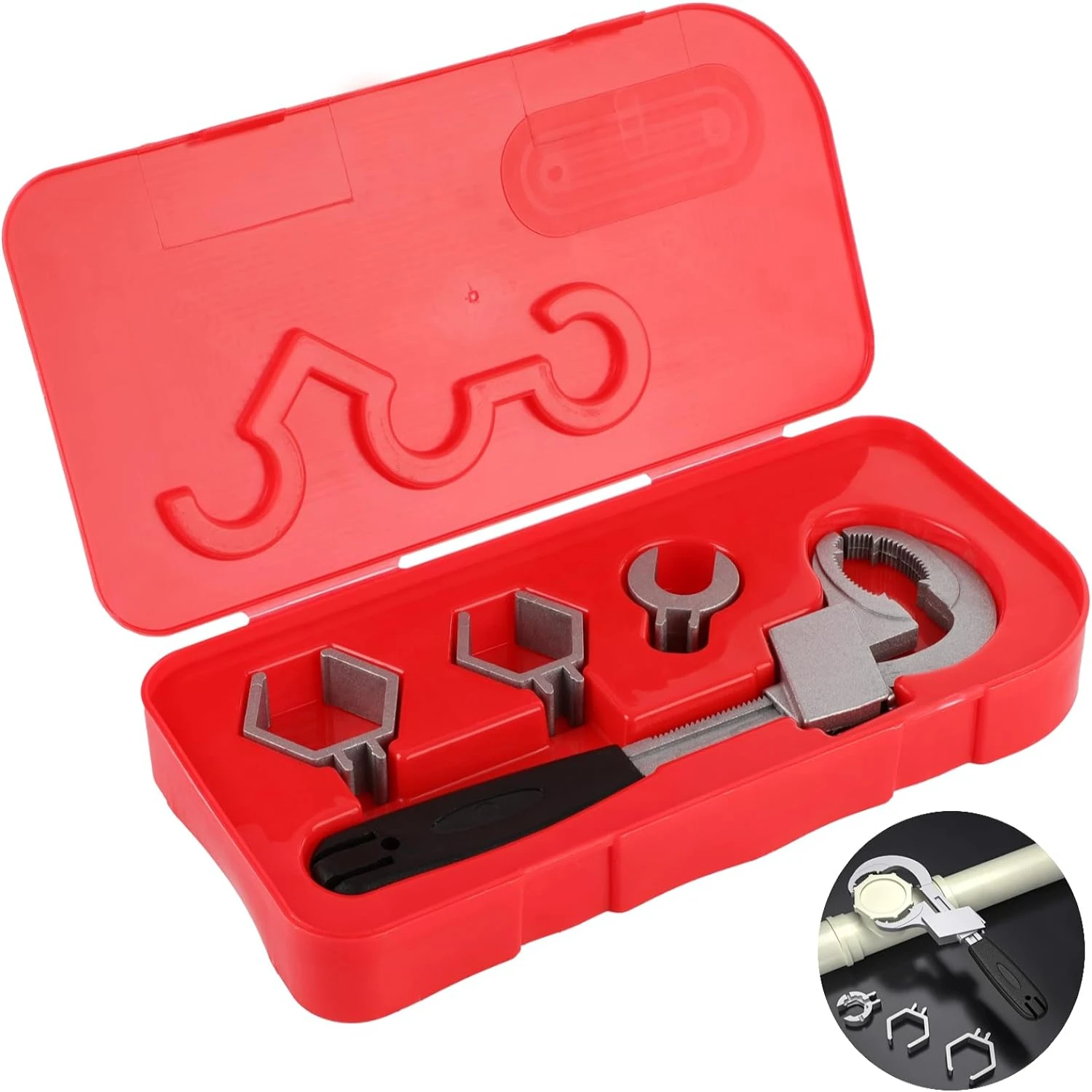 Versatile and Adjustable Double-ended Wrench with 80mm Open-end for Water Pipe Repair - Includes Multifunctional Accessories, Ha