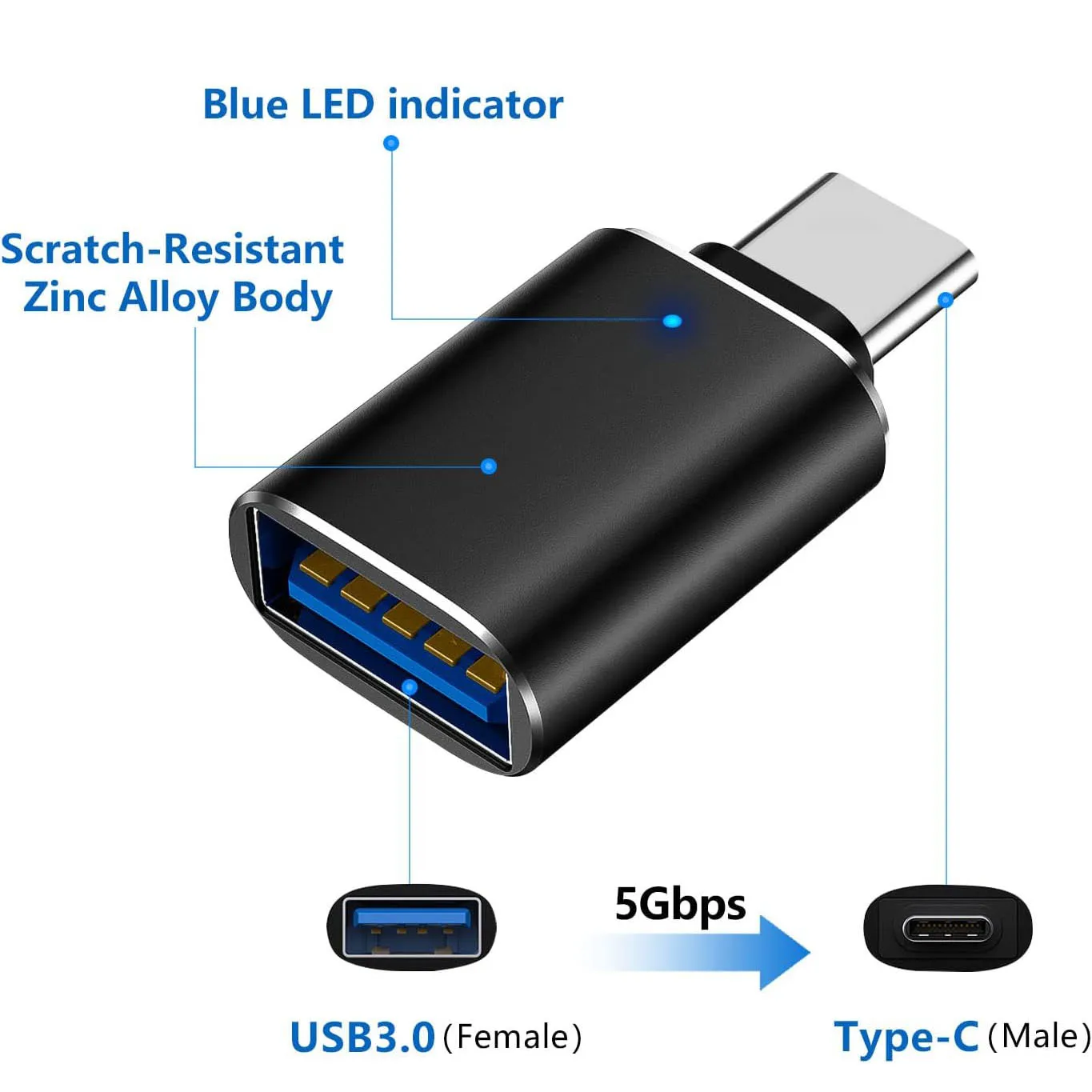 USB OTG 데이터 전송 어댑터 타입 C 여성용-USB 남성용 변환기 노트북 맥북 삼성용 고속 충전 어댑터