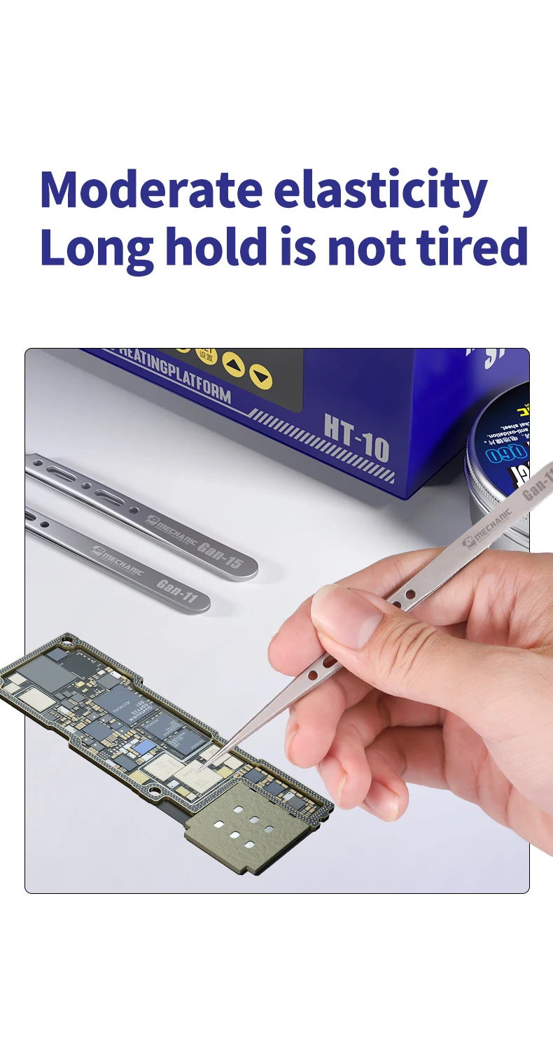 MECHANIC Tweezers GAN-15 GAN-11 Mobile Phone Repair Fingerprint Flying Wire Anti-magnetic Precision Components Fine Tip Clip