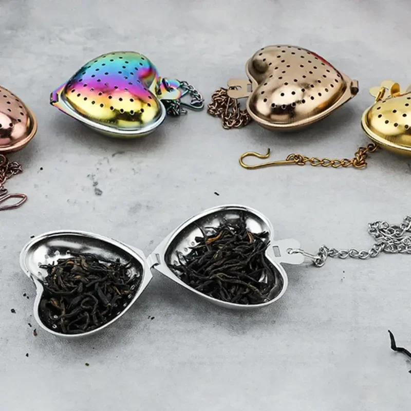 Tea Strainer Heart Shape Stainless Steel Tea Infuser Locking Spice Ball Strainer Mesh Infuser Strainers Kitchen Accessories tea infuser,tea strainer,tea filter