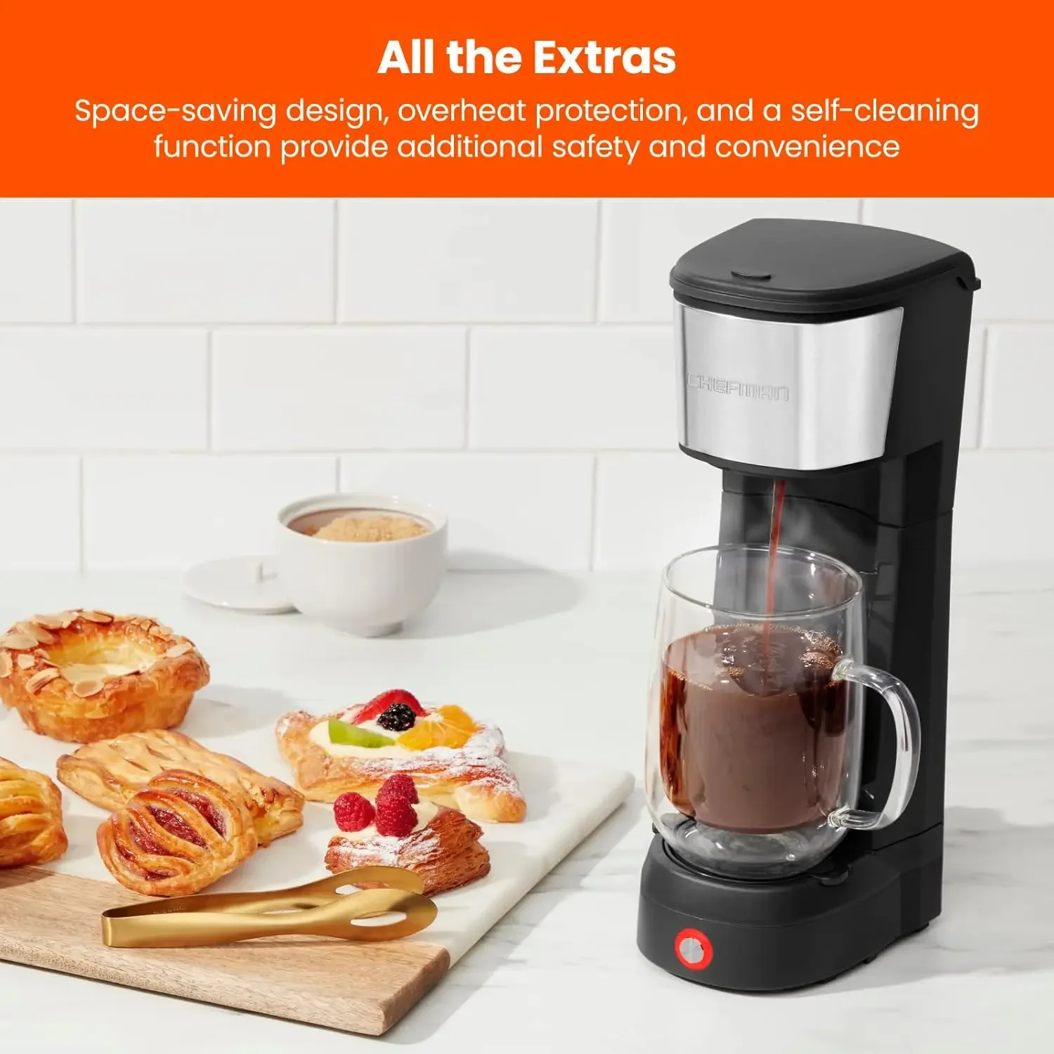 NEW Single Serve Coffee Maker: K-Cup & Ground Compatible, Single Cup 6-12 oz Portable Drip Coffee Machine with Filter