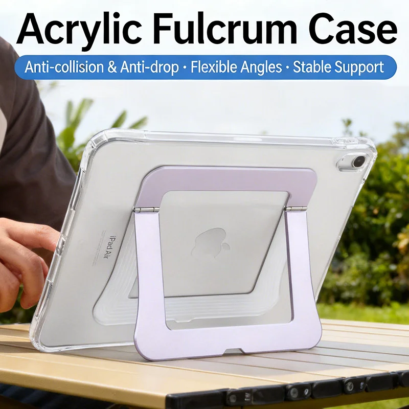 Acrylic Shockproof Stand Case with Multi-Angle Viewing and Magnetic Pencil Support