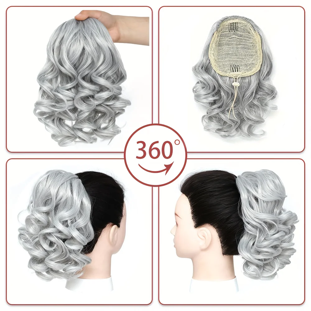 Synthetic Drawstring Ponytail Extensions Short Loose Wavy Ponytails Hair Extensions Women Daily Use clip in ponytail hair extension,synthetic ponytail,synthetic hair accessories,clip in ponytail extensions
