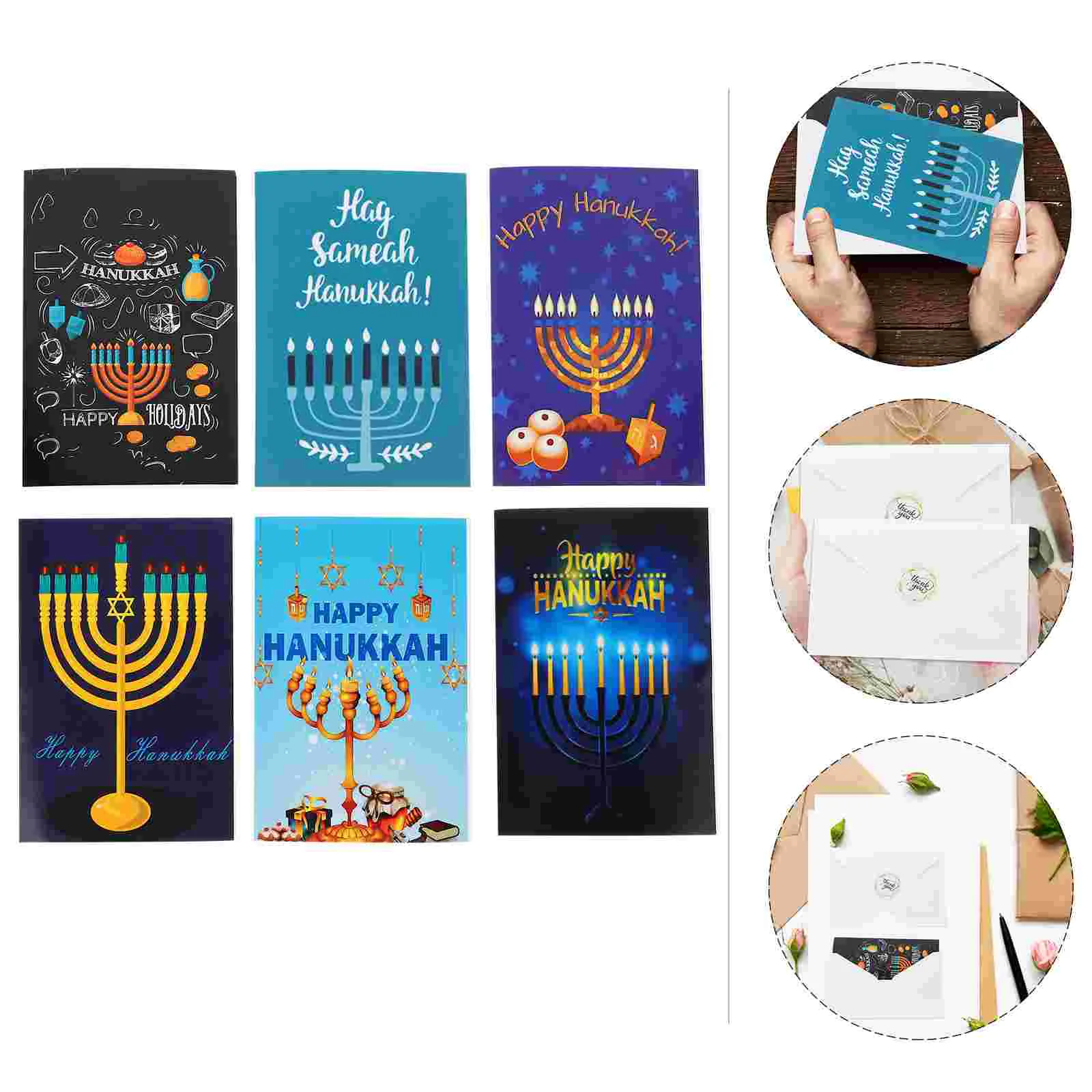 

Religious Jewish Holiday Supplies Hanukkah Greeting Card Menorah Party Cards Envelopes