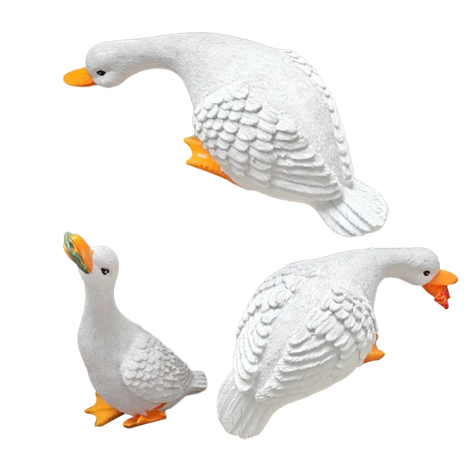 

3x Garden Duck Statues Animal Model Art Crafts Simulation Outdoor Duck Sculptures for Park Patio Pool Fairy Garden Courtyard