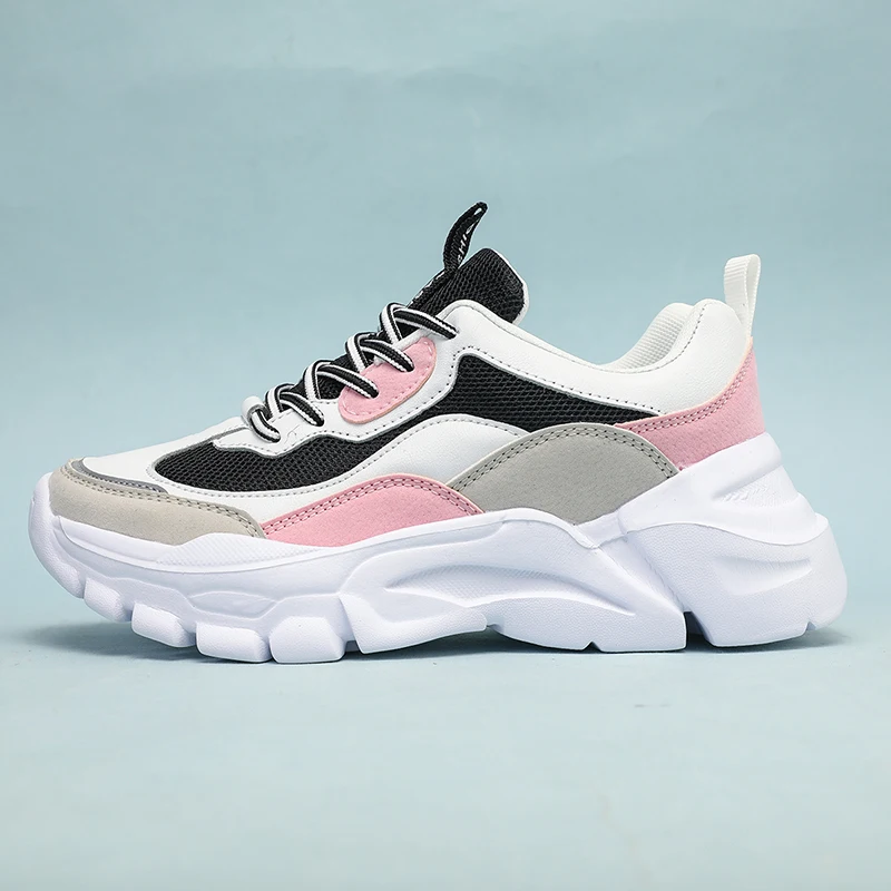 Women's Solid Color Simple Sneakers, Lace-Up Thick-Soled Sports and Casual Shoes, Breathable Low-Top White Shoes, Suitable for All Seasons, Suitable for Daily Life