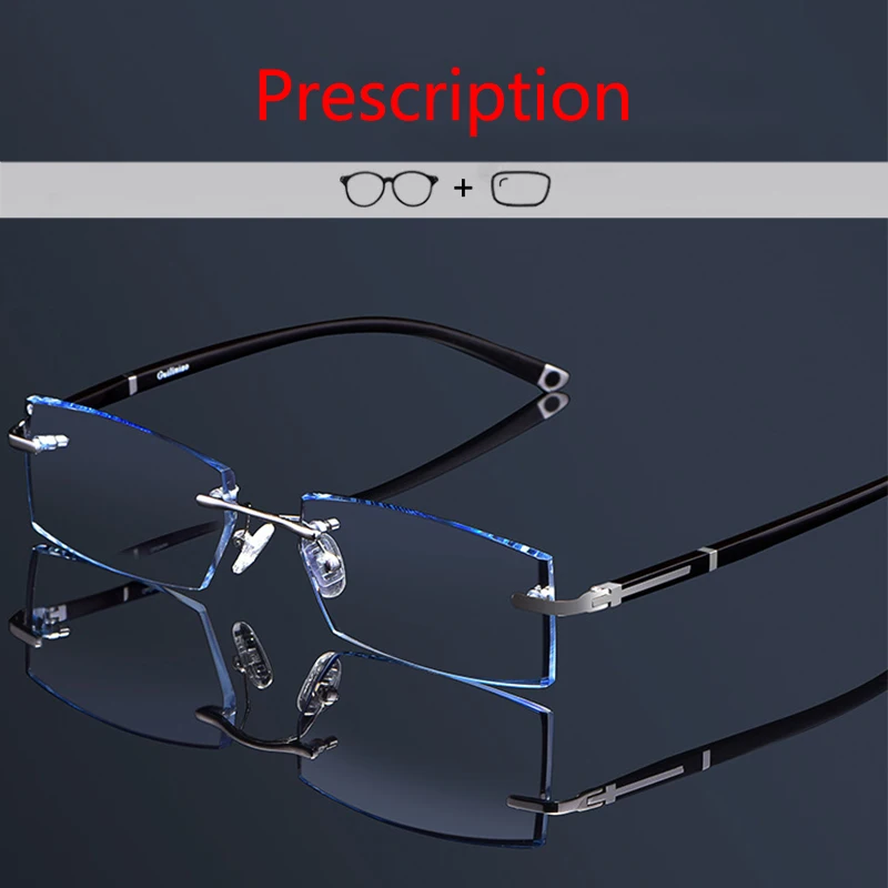 Prescription Glasses Rimless Progressive Multifocal Reading Glasses Men