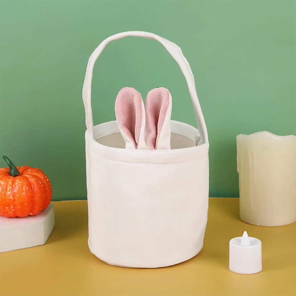 Rabbit Ear Bag with Handle Easter Decoration Bunny Gift Buckets Velvet Bags Wedding Candy Bag Kids Birthday Party Supplies