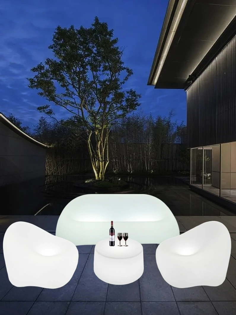 

Creative Leisure Luminous Table round Sofa Chair Tea Table Combination