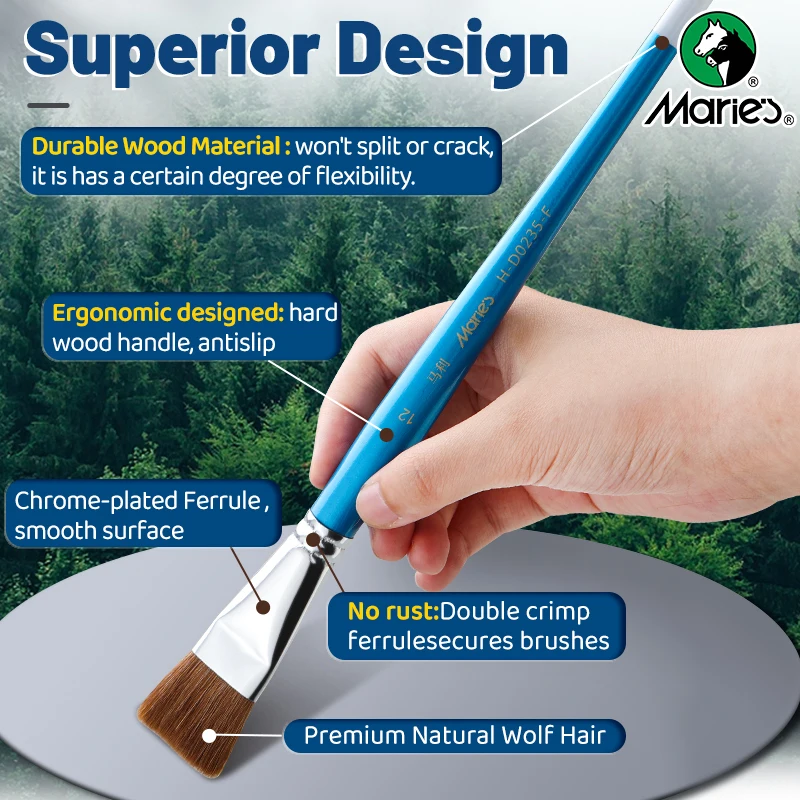 12 Sizes Marie's Flat Paint Brush Set for Oil,Acrylic,Gouache,Watercolor,Crafts,Models,Eggs,Rocks,Canvas for Artists & Adults 2