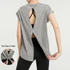 VITALINOVO Women's Workout Tanks Tie Back Short Sleeve Shirts Yoga Athletic Open Back Sport Gym Tops Breathable Gym T Shirts 1