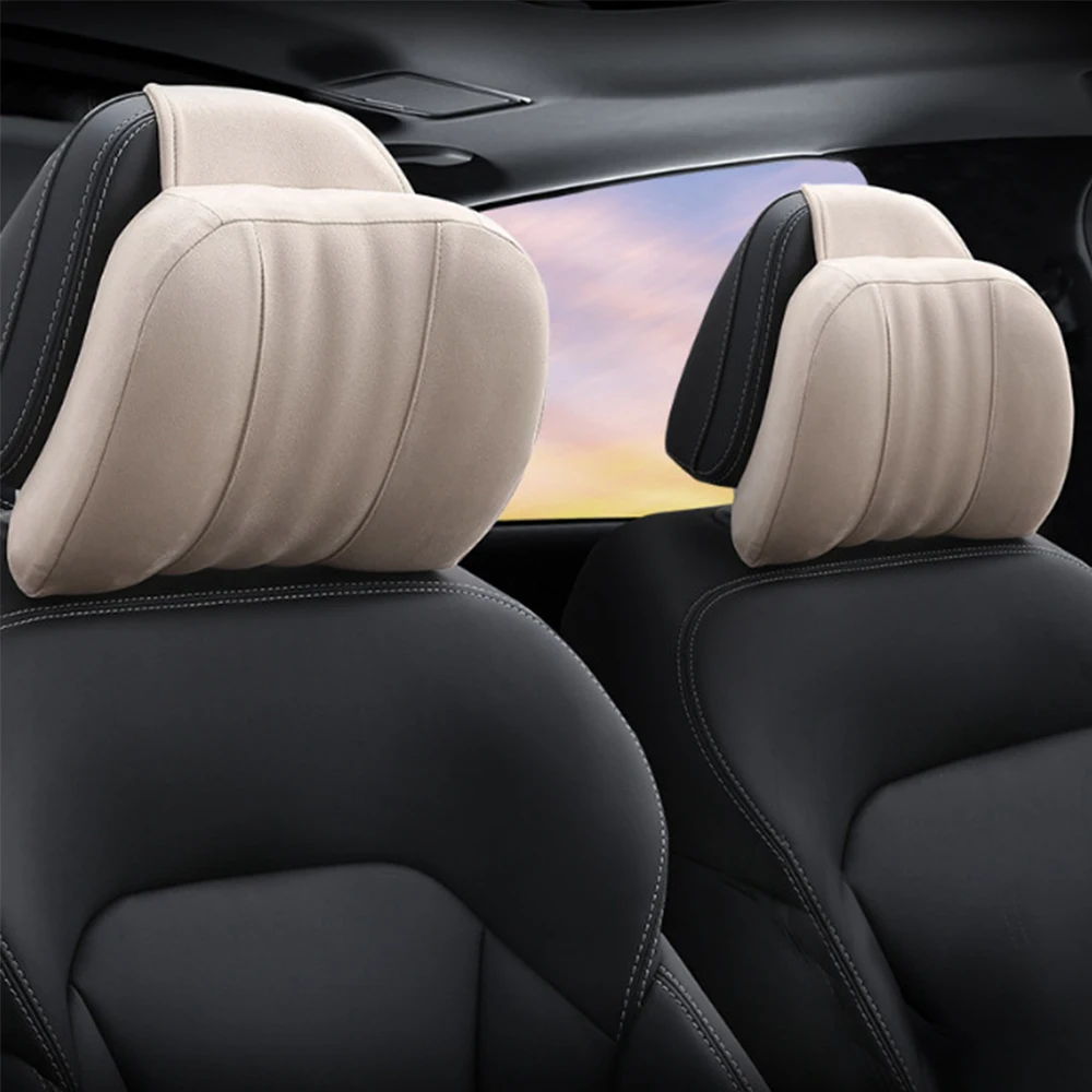 Car Headrest Neck Pillow Memory Foam Suede Fabric Seat Rest