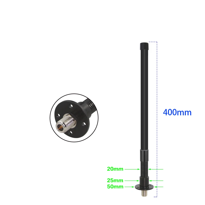 Antenne drone radio télécommandée 915MHz 40cm noir, haute performance, connecteur SMA visible en gros plan.