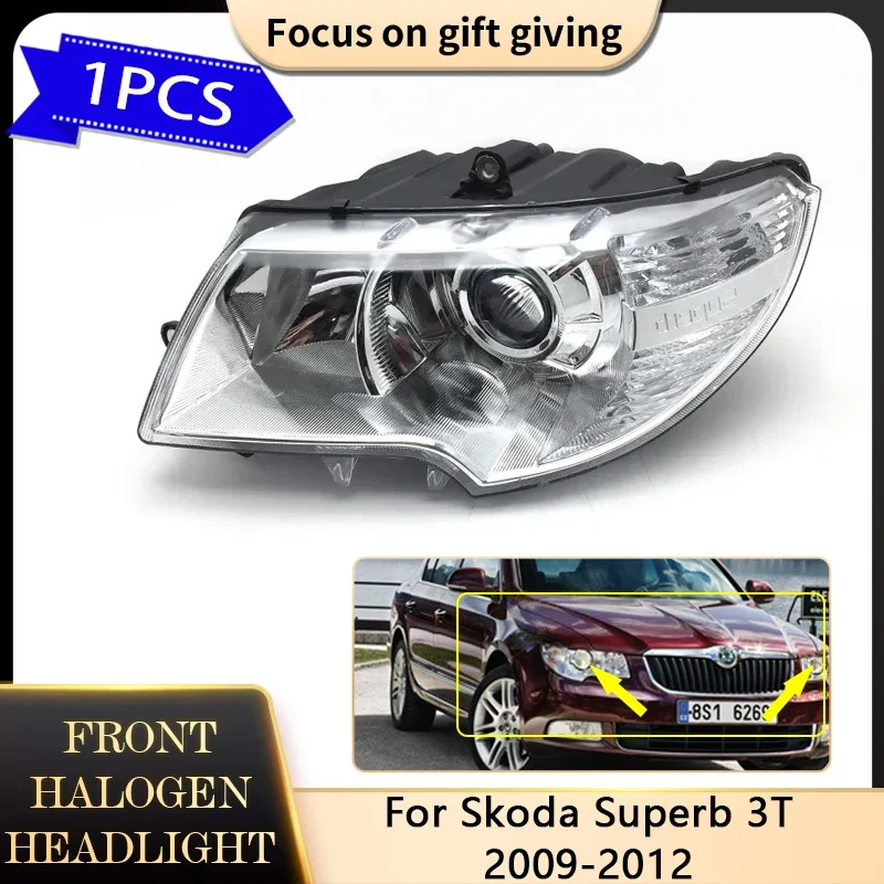 

For Skoda Superb 3T B6 MK2 2009 2010 2011 2012 Car Side Front Halogen Headlights Assembly Bumper Warning Light Auto Accessories