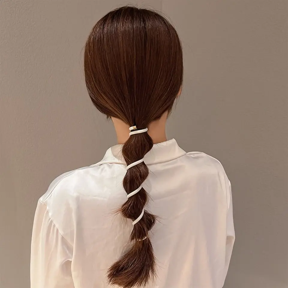 6 Fasce Per Capelli Elastiche Trasparenti - Con Filo Interno, Per Coda Di Cavallo O Acconciature, Ragazze E Donne - Foto 12