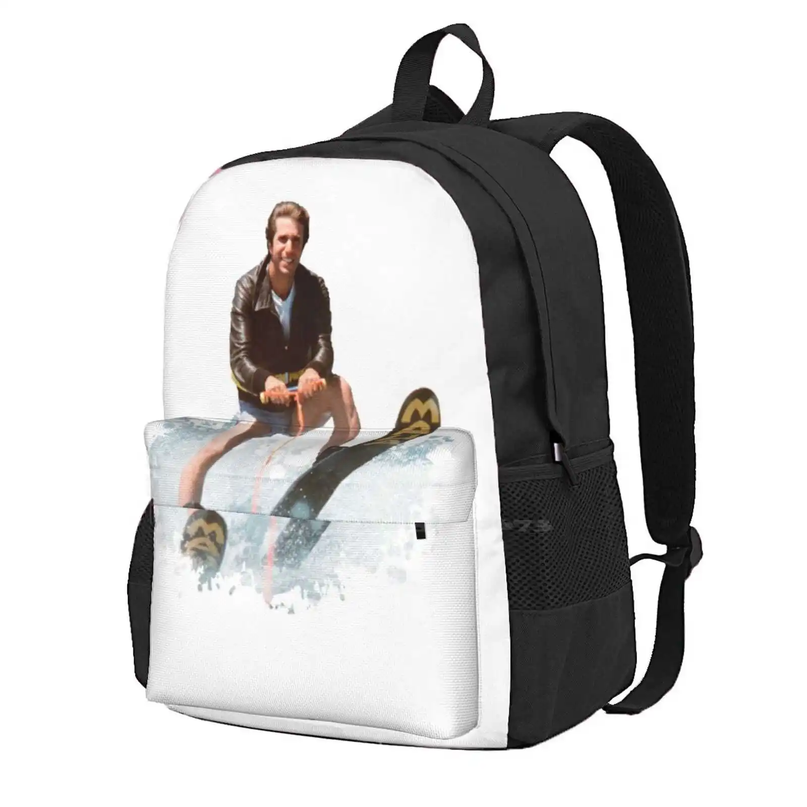 

Школьный портфель с принтом "прыгающая акула", вместительный рюкзак для ноутбука 15 дюймов, в винтажном стиле ретро в стиле фонзи прыгай акула, счастливого дня 70-х
