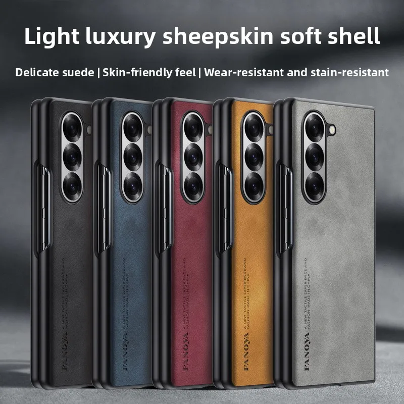 Luxury Sheepskin Leather Camera Protect Phone Case with Soft Foldable Cover