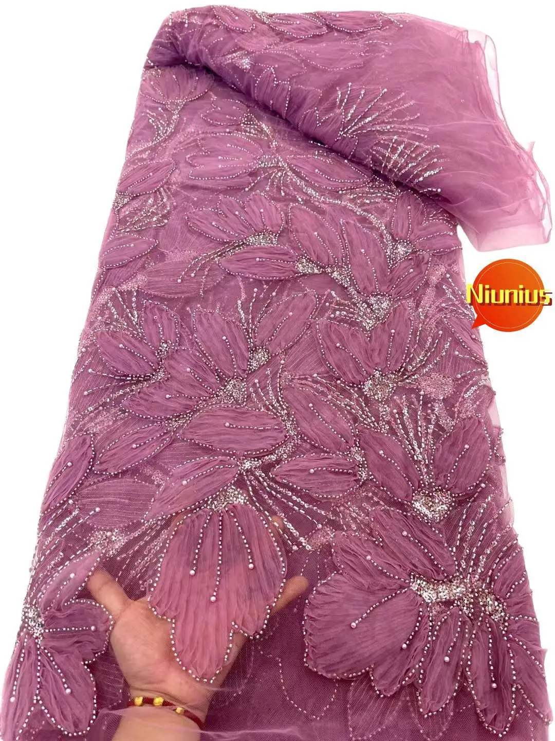 Austria French Tulle Mesh Lace With Stones For Wedding Evening Dress NN2788_R